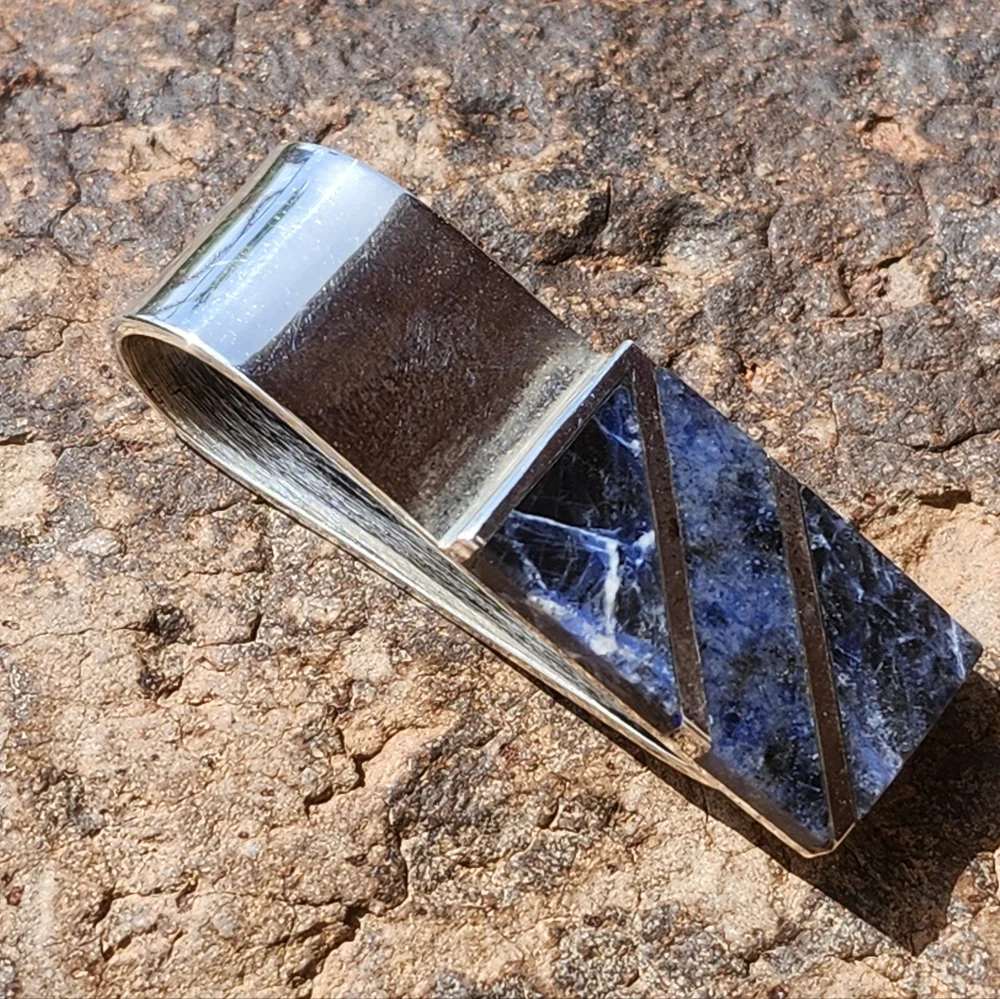 Sterling Silver Sodalite GEMSTONE Money CLIP